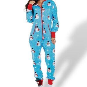 Amazon Blue Snowman Pajama Onesie Sz S